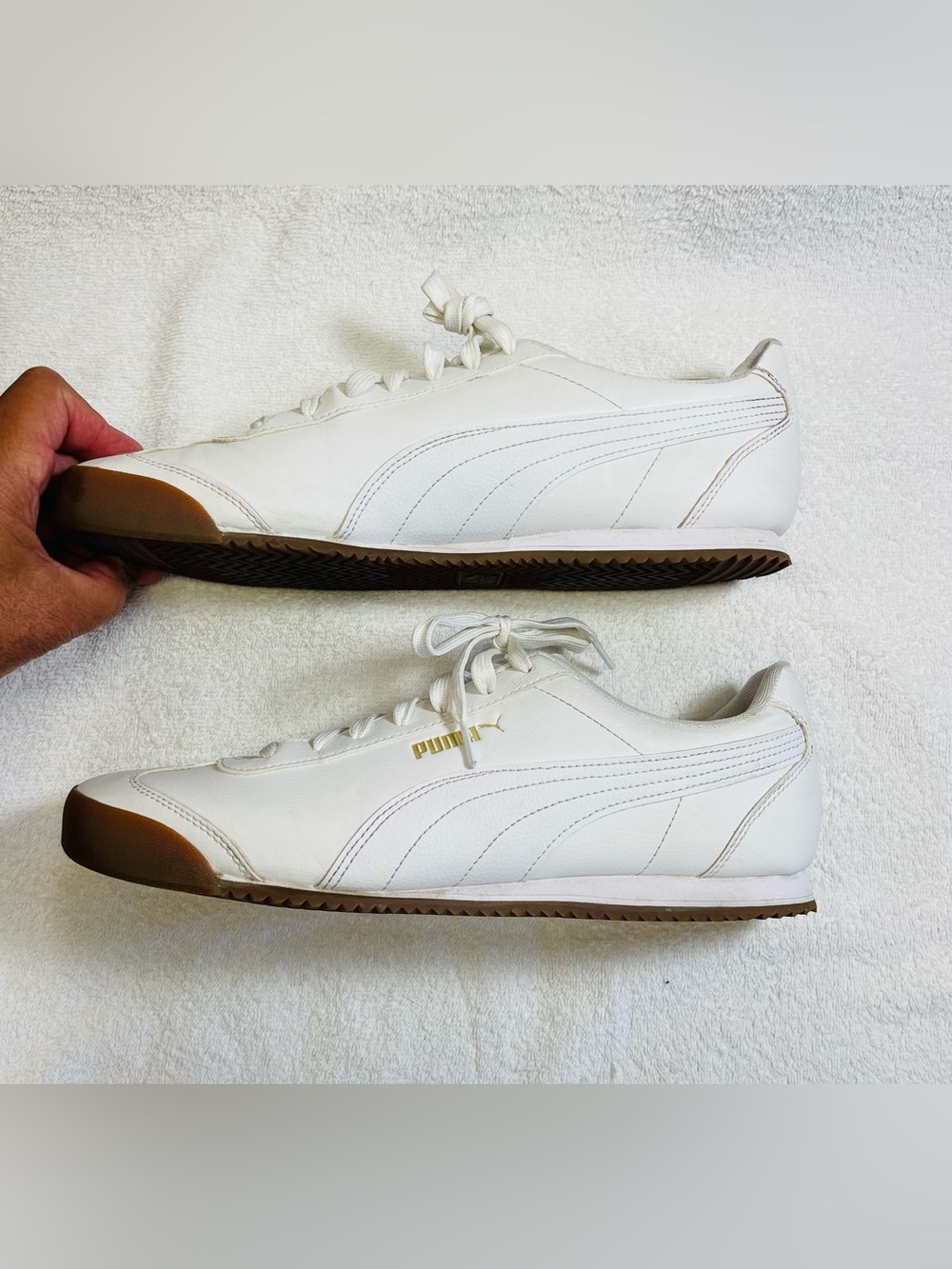 Puma Roma Classic Gum Sneakers White Team Gold Gum Men’s Size 13 - Picture 4 of 10